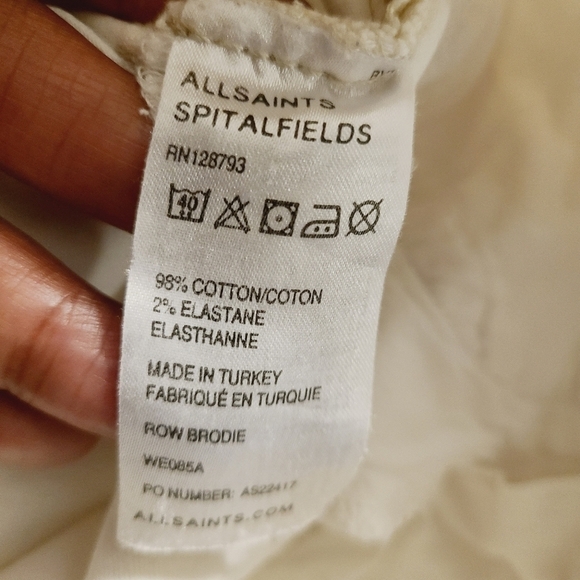 All Saints Spitalfields | Women's Ivory Skinny Jeans With Ankle Zipper (Size 25) - Picture 5 of 11